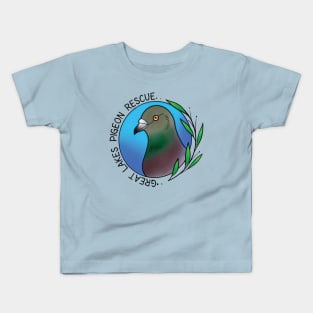 Great Lakes Pigeon Rescue Logo - Black Letters Kids T-Shirt